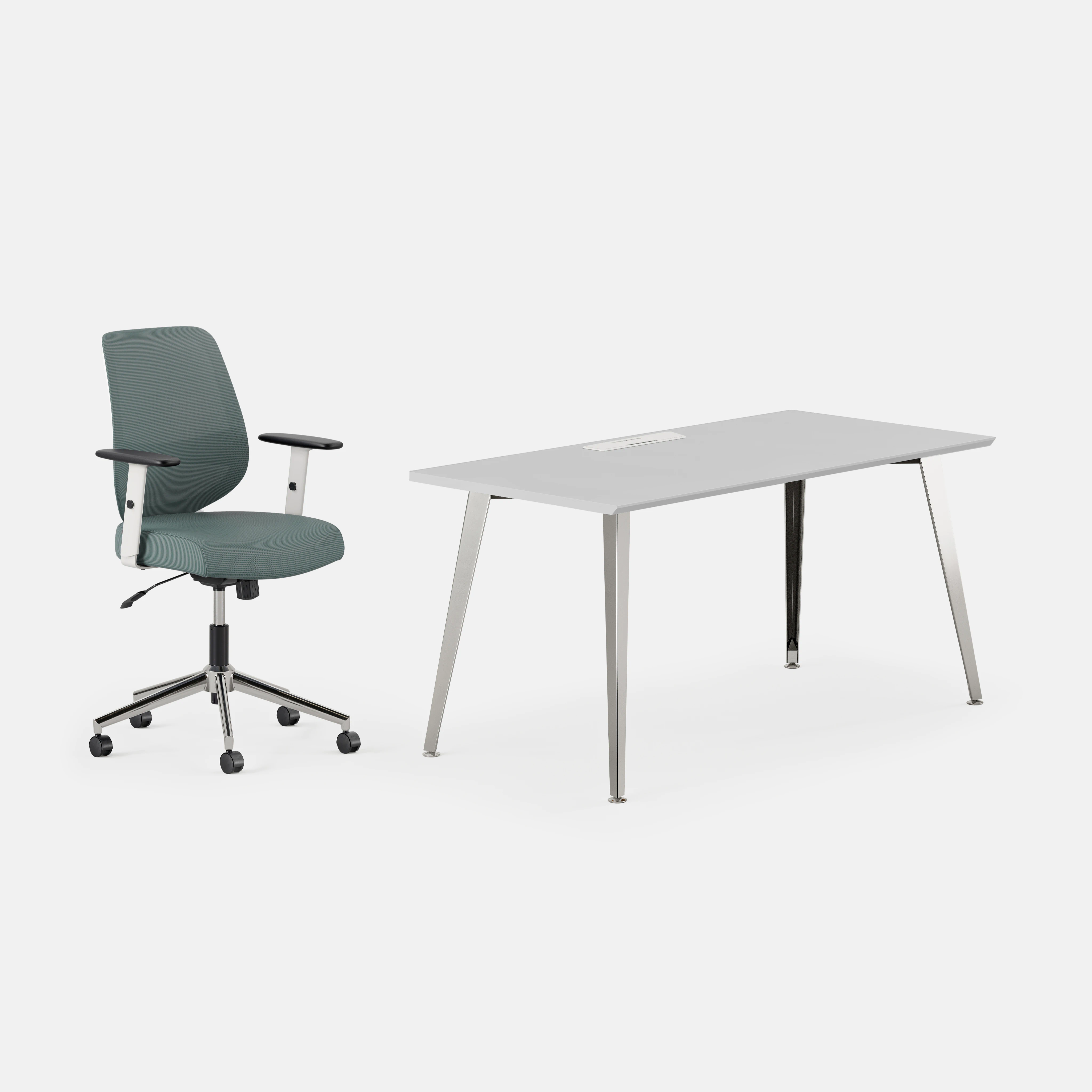 Desk Color:Fog/Mirror; Chair Color:Slate;