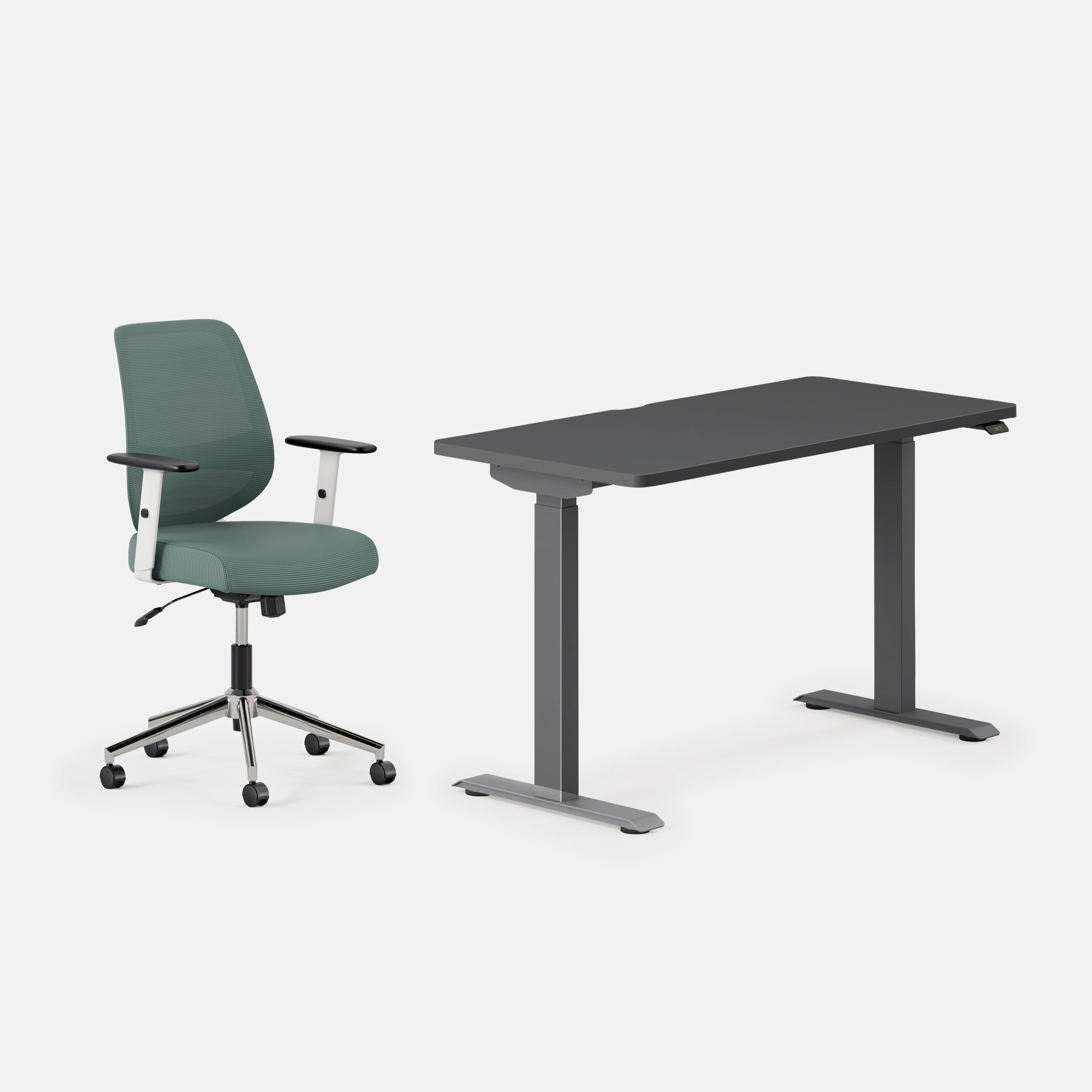Desk Color:Charcoal/Charcoal; Chair Color:Slate;