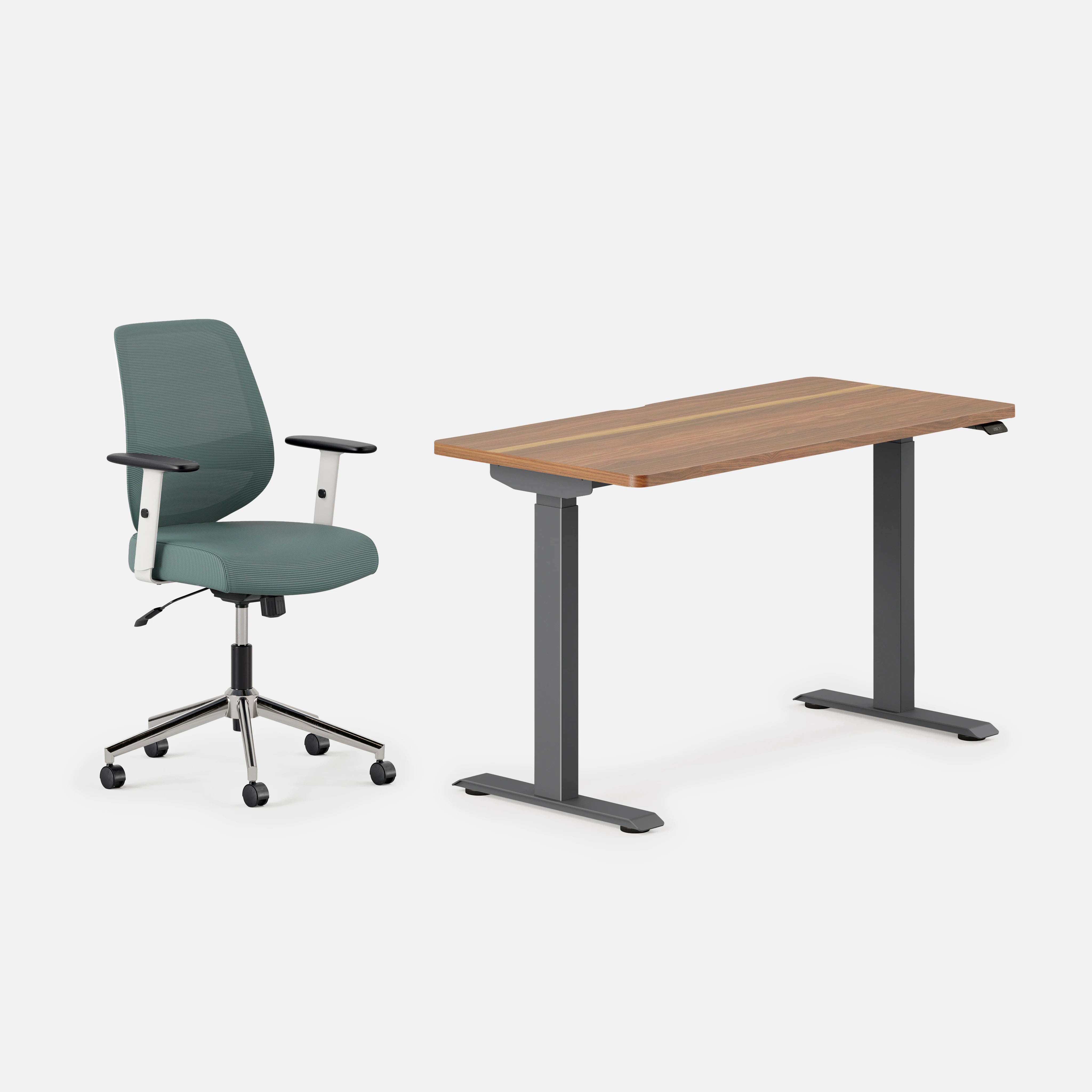 Desk Color:Walnut/Charcoal; Chair Color:Slate;