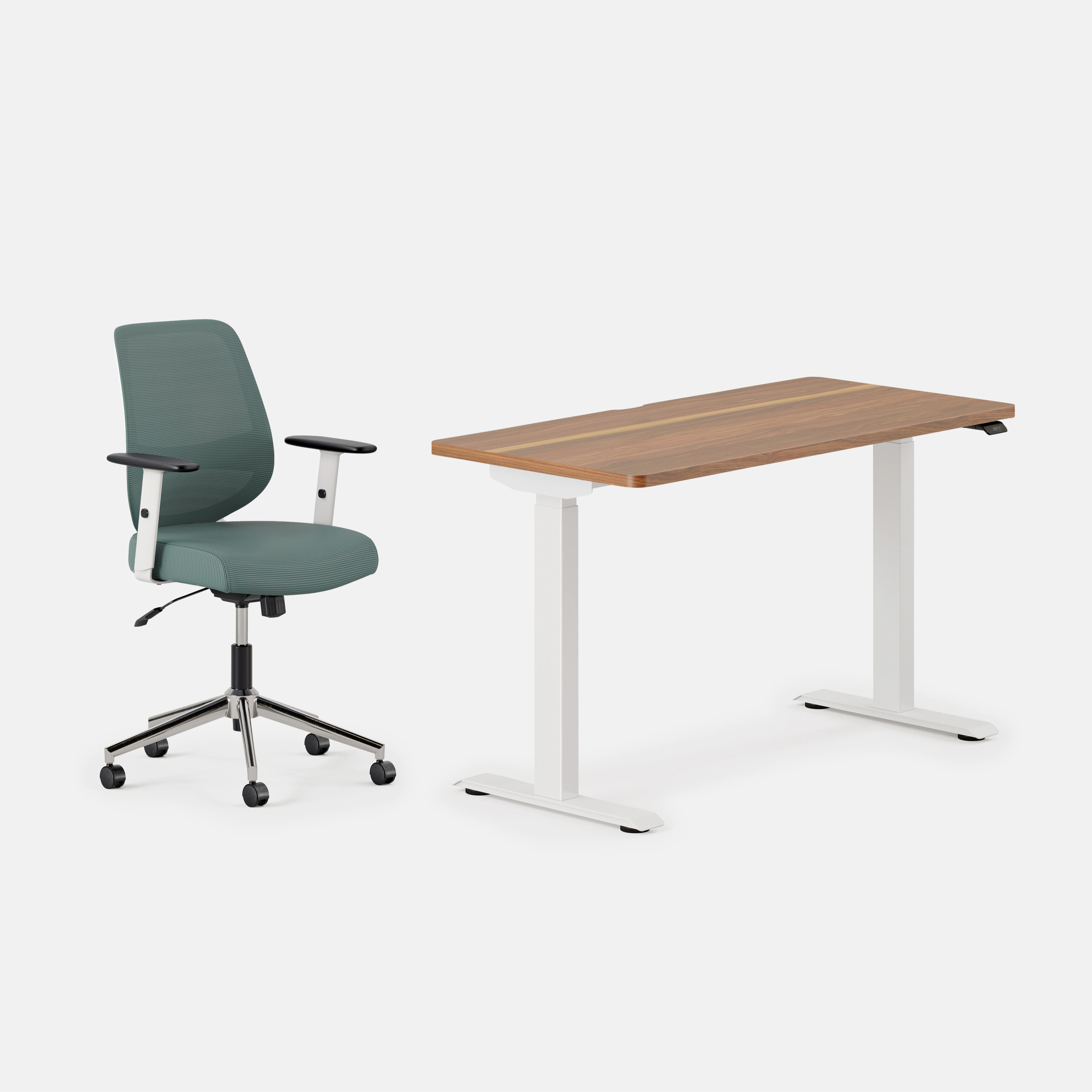 Desk Color:Walnut/White; Chair Color:Slate;