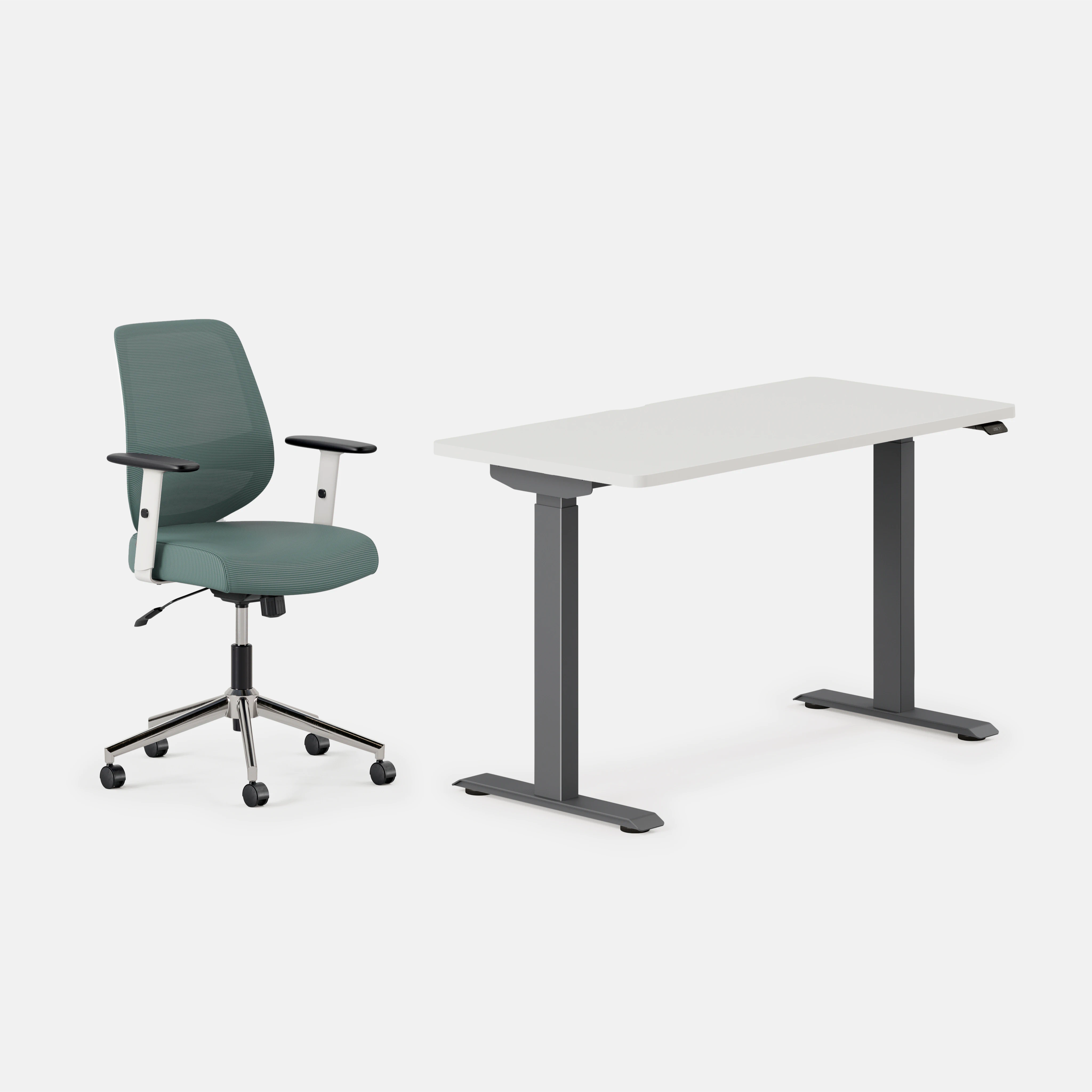 Desk Color:White/Charcoal; Chair Color:Slate;