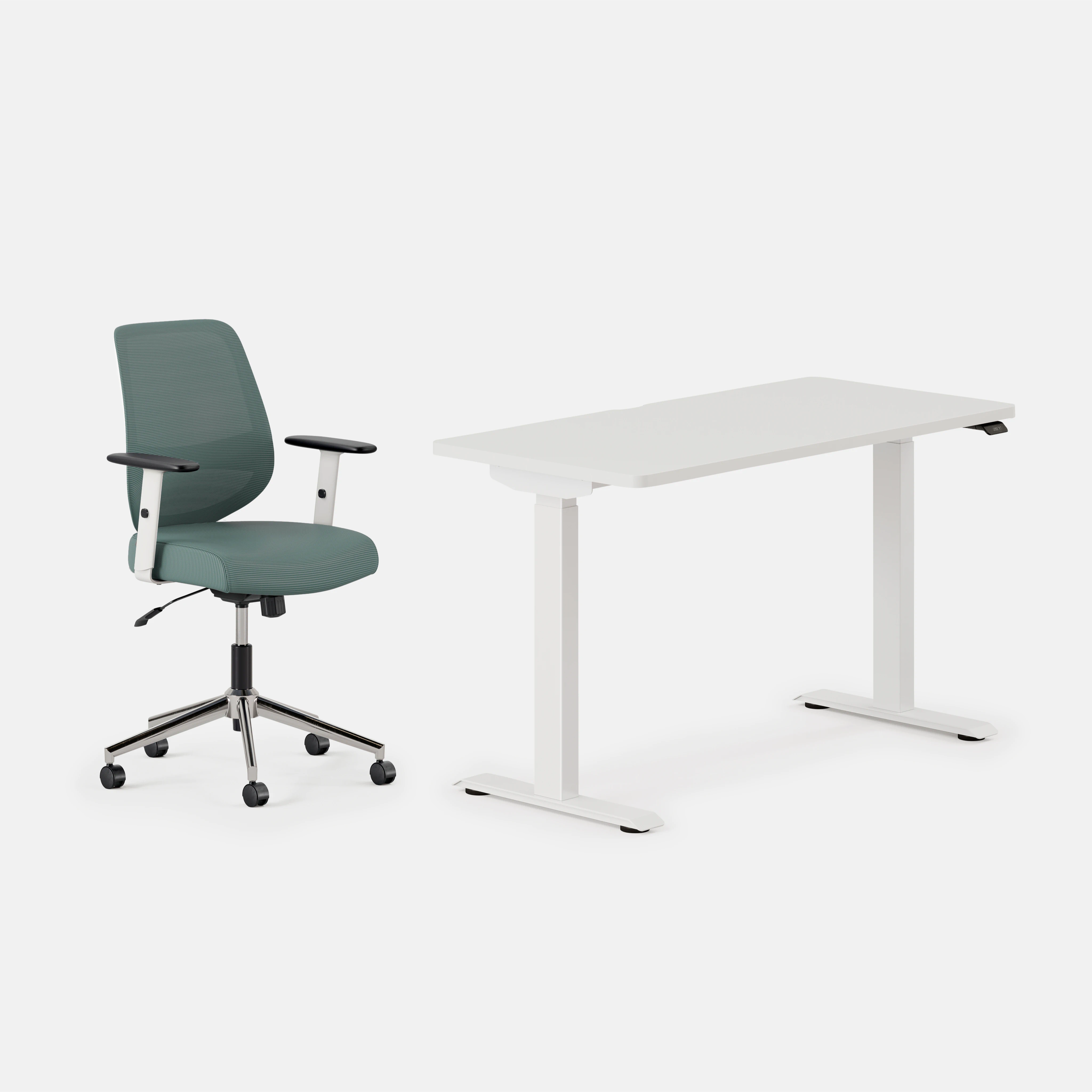 Desk Color:White/White; Chair Color:Slate;