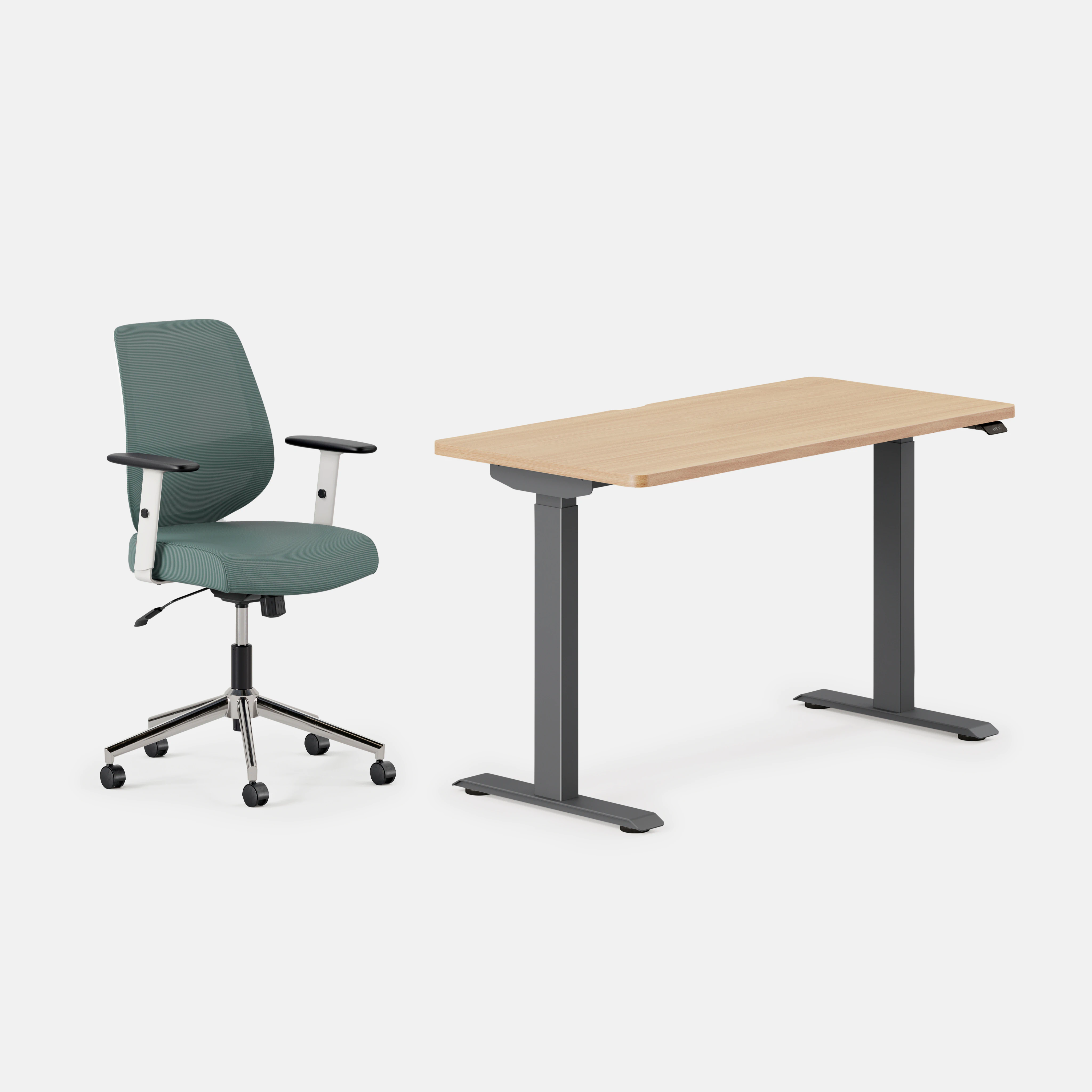 Desk Color:Woodgrain/Charcoal; Chair Color:Slate;