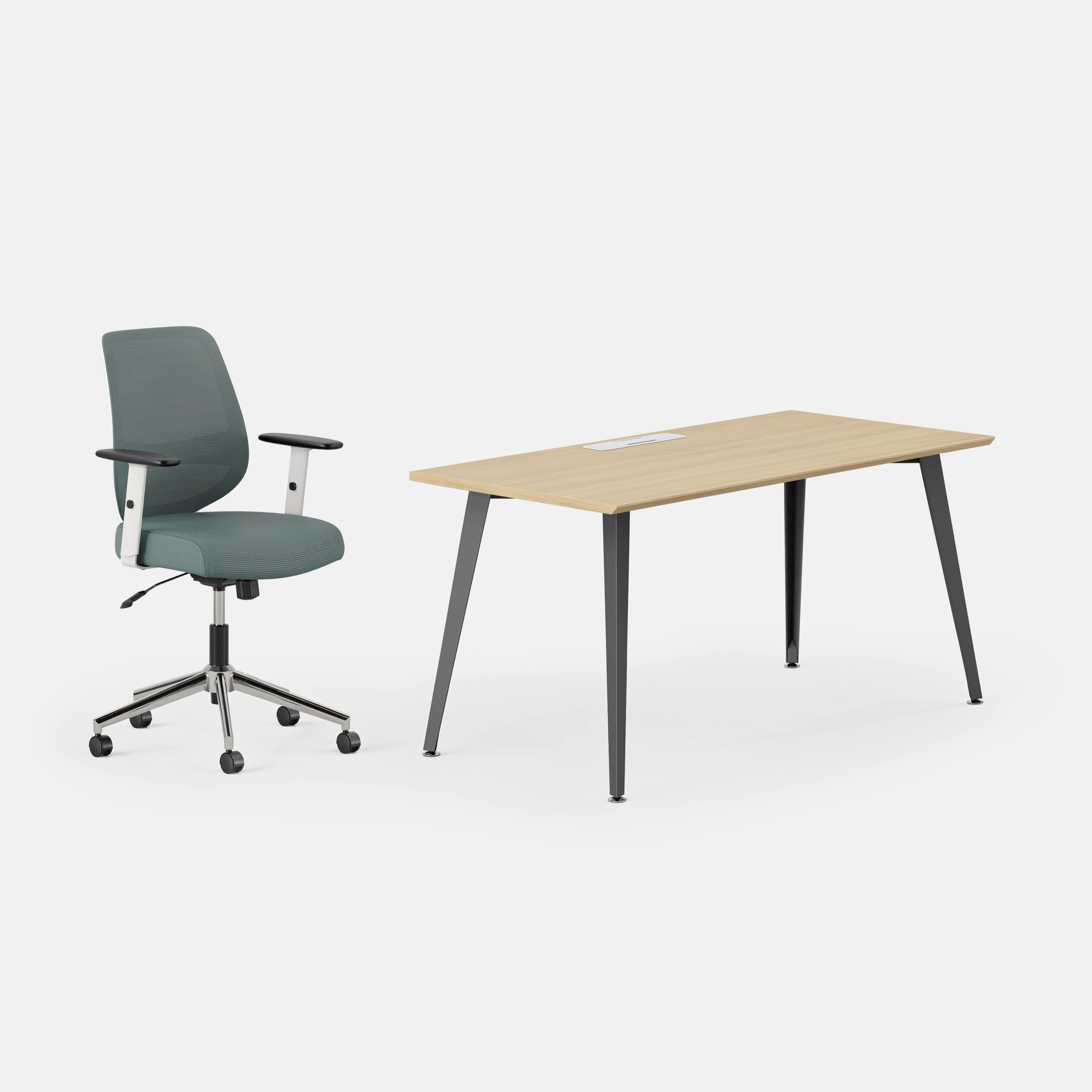 Desk Color:Woodgrain/Charcoal; Chair Color:Slate;