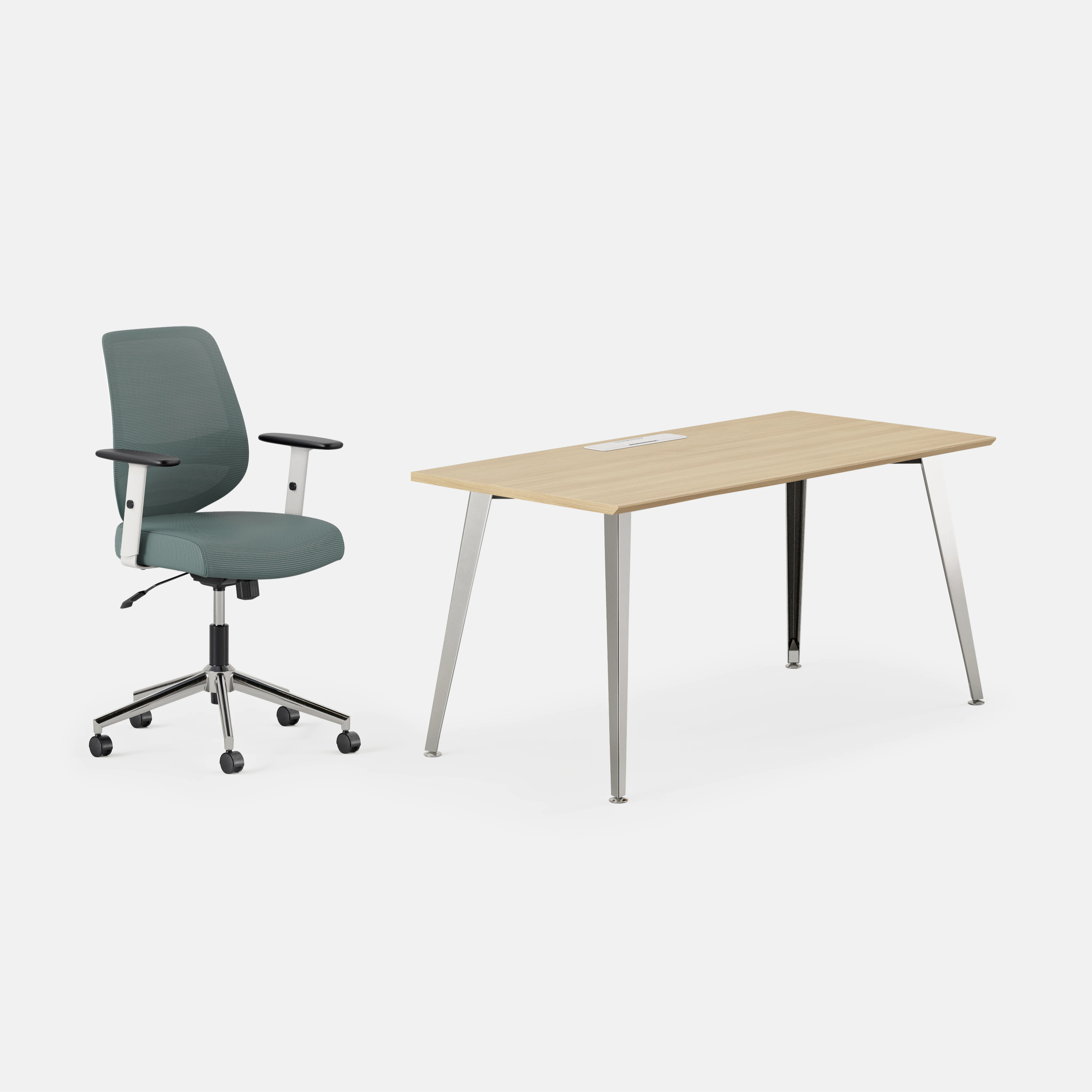 Desk Color:Woodgrain/Mirror; Chair Color:Slate;