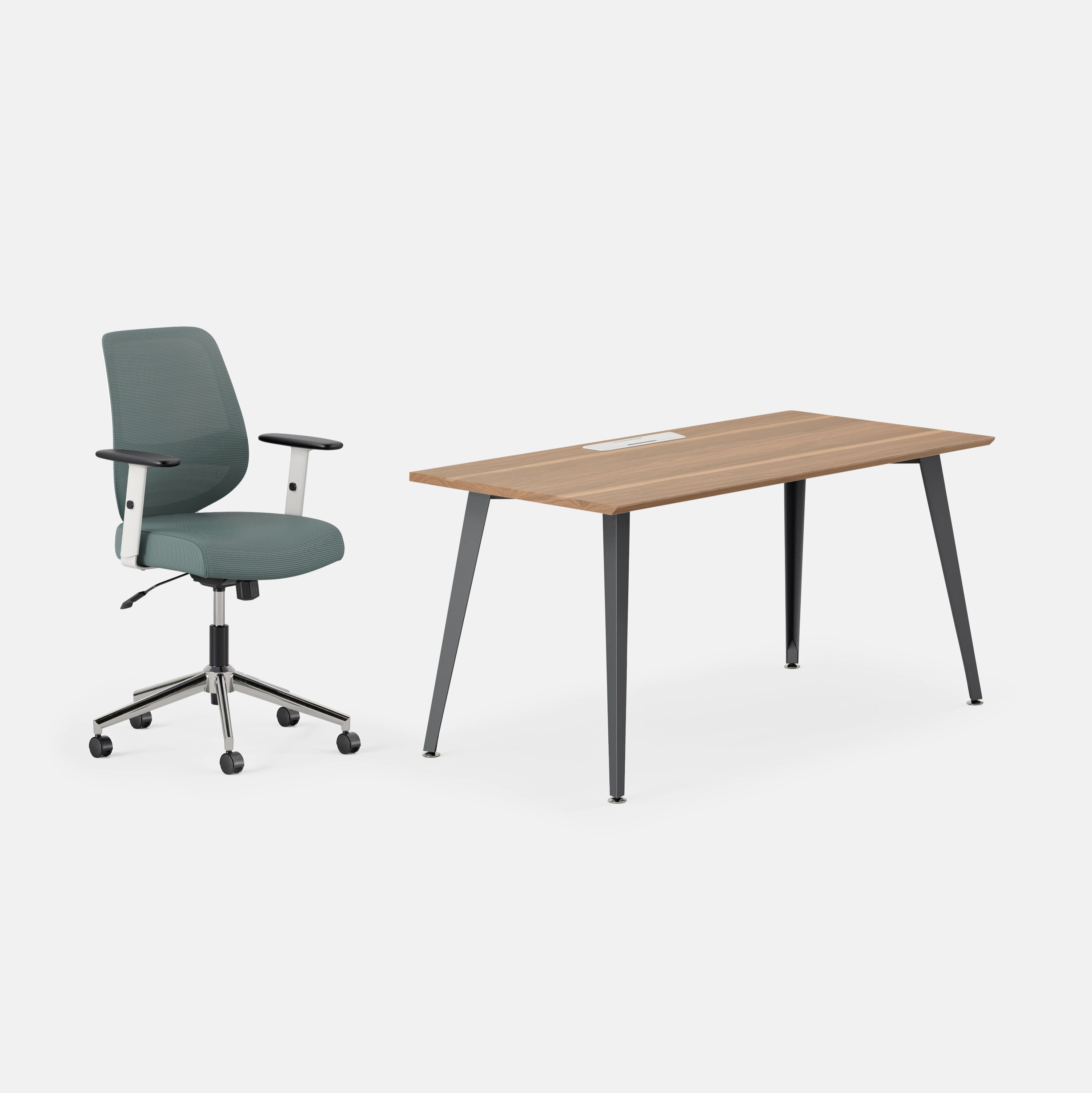 Desk Color:Walnut/Charcoal; Chair Color:Slate;