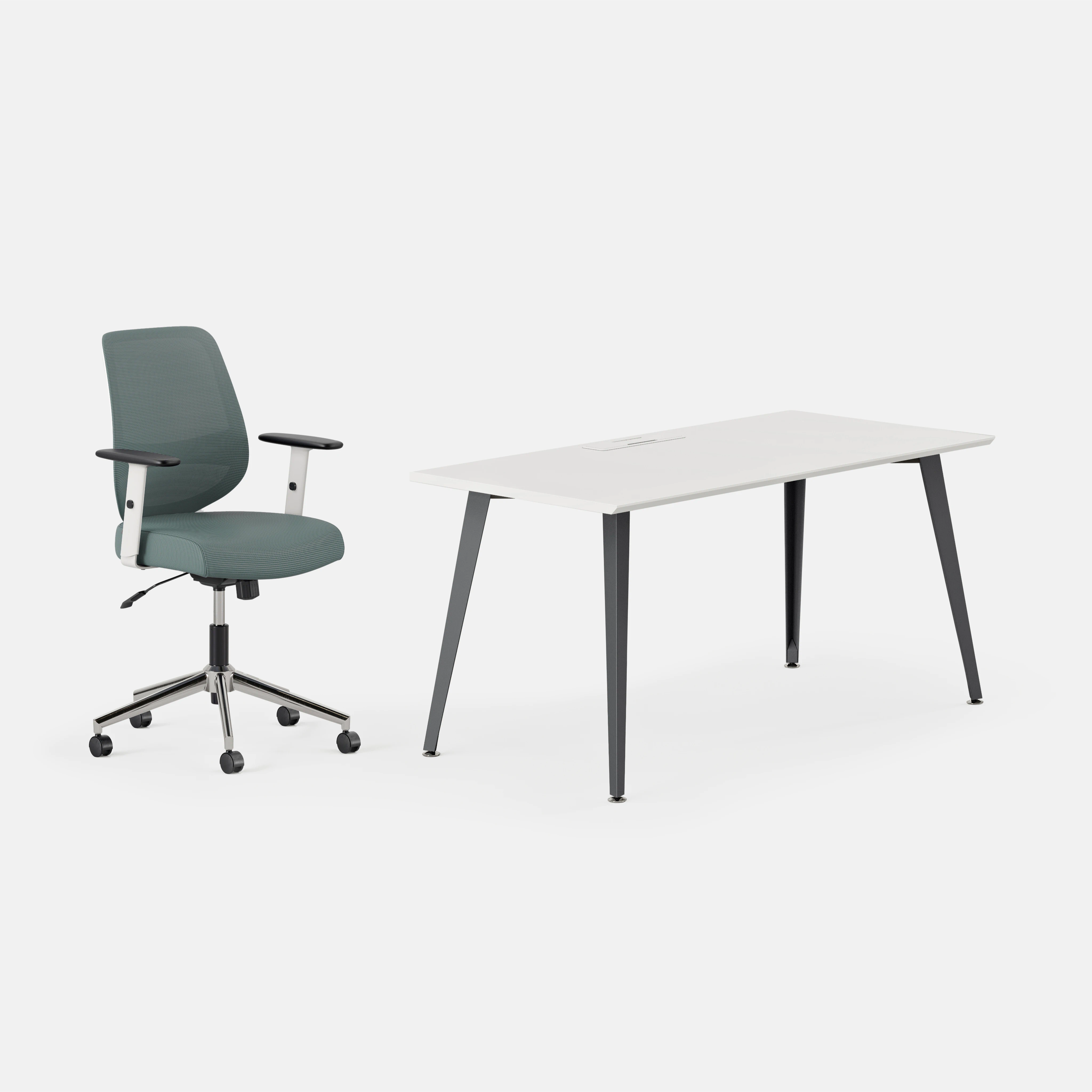 Desk Color:White/Charcoal; Chair Color:Slate;