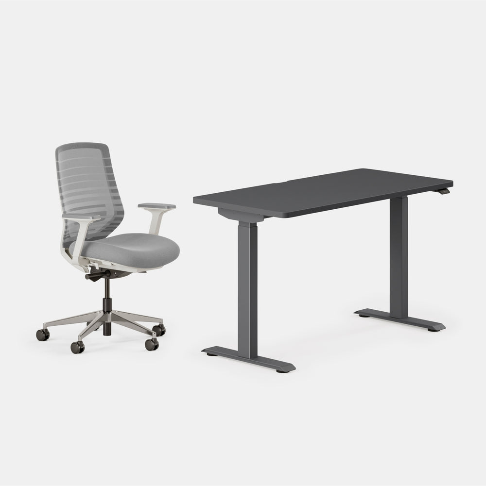 Desk Color:Charcoal/Charcoal; Chair Color:Pebble/White;