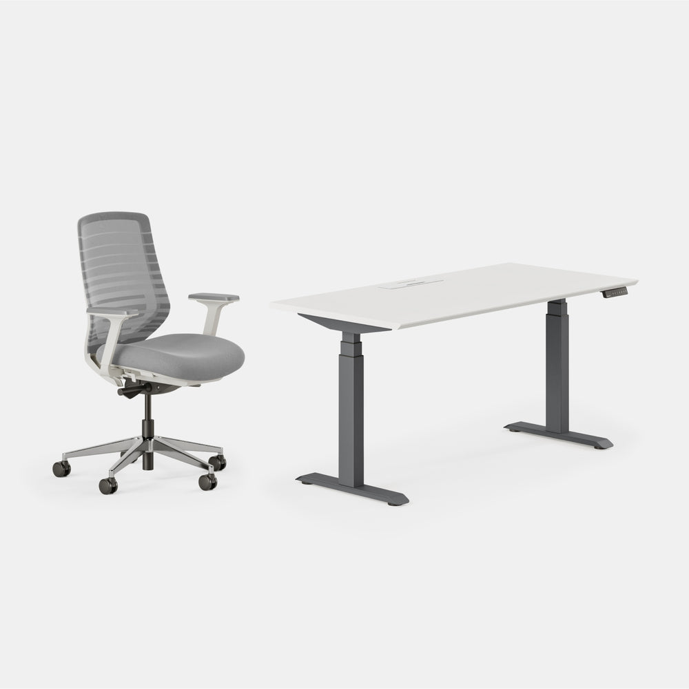 Chair Color:Pebble/White; Desk Color:White/Charcoal;