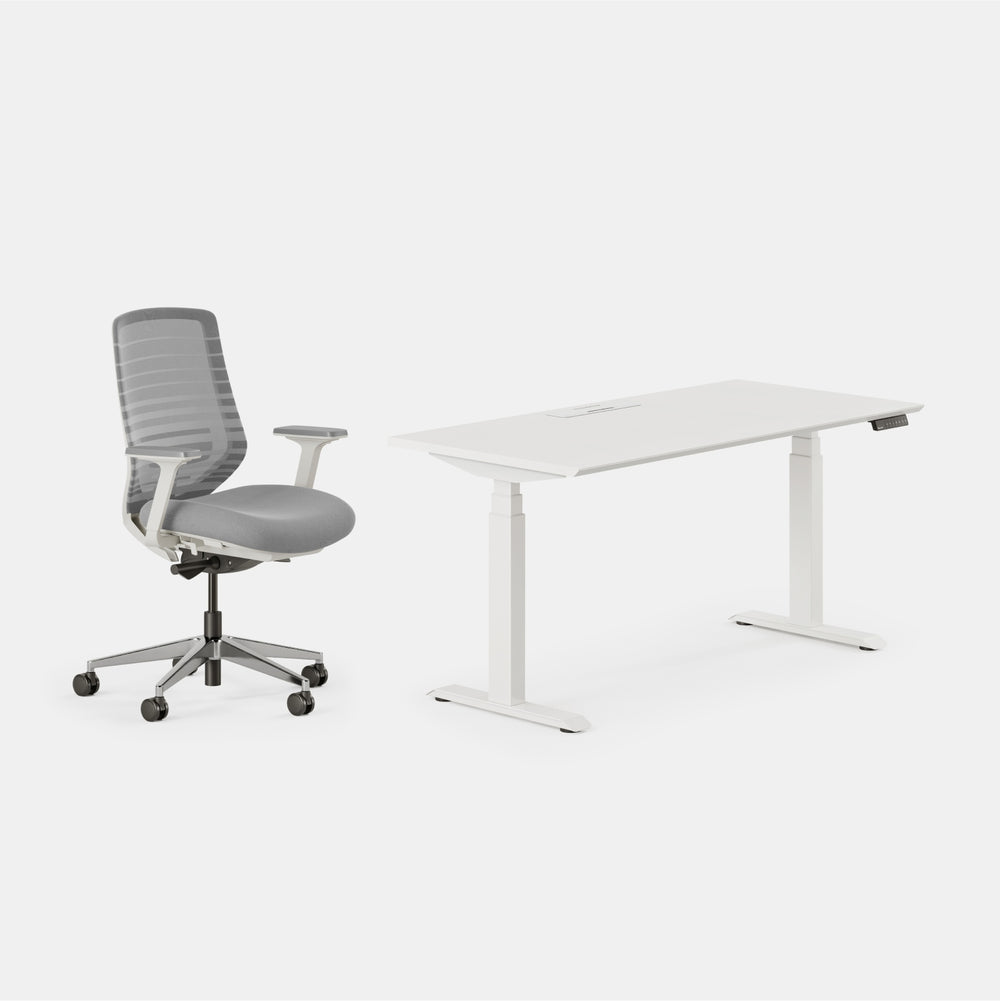 Chair Color:Pebble/White; Desk Color:White/Powder White;