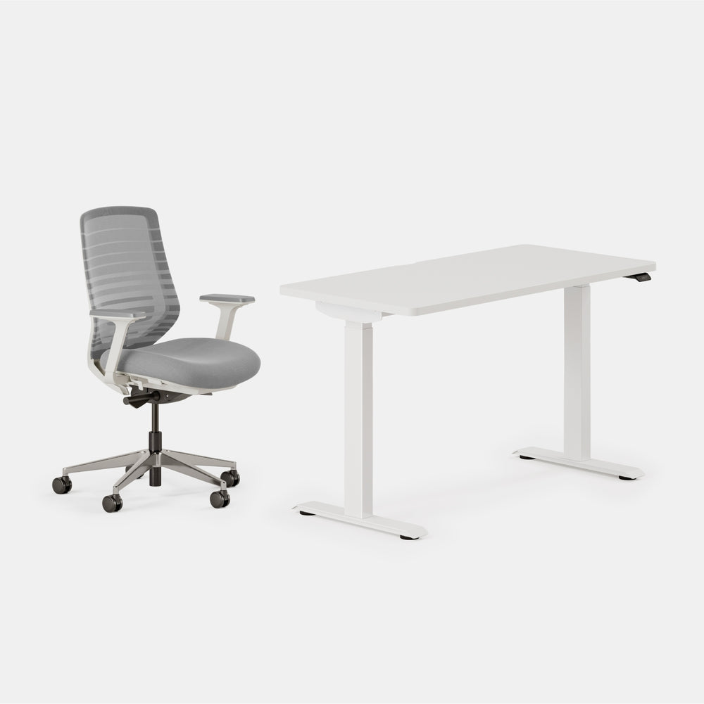 Desk Color:White/White; Chair Color:Pebble/White;