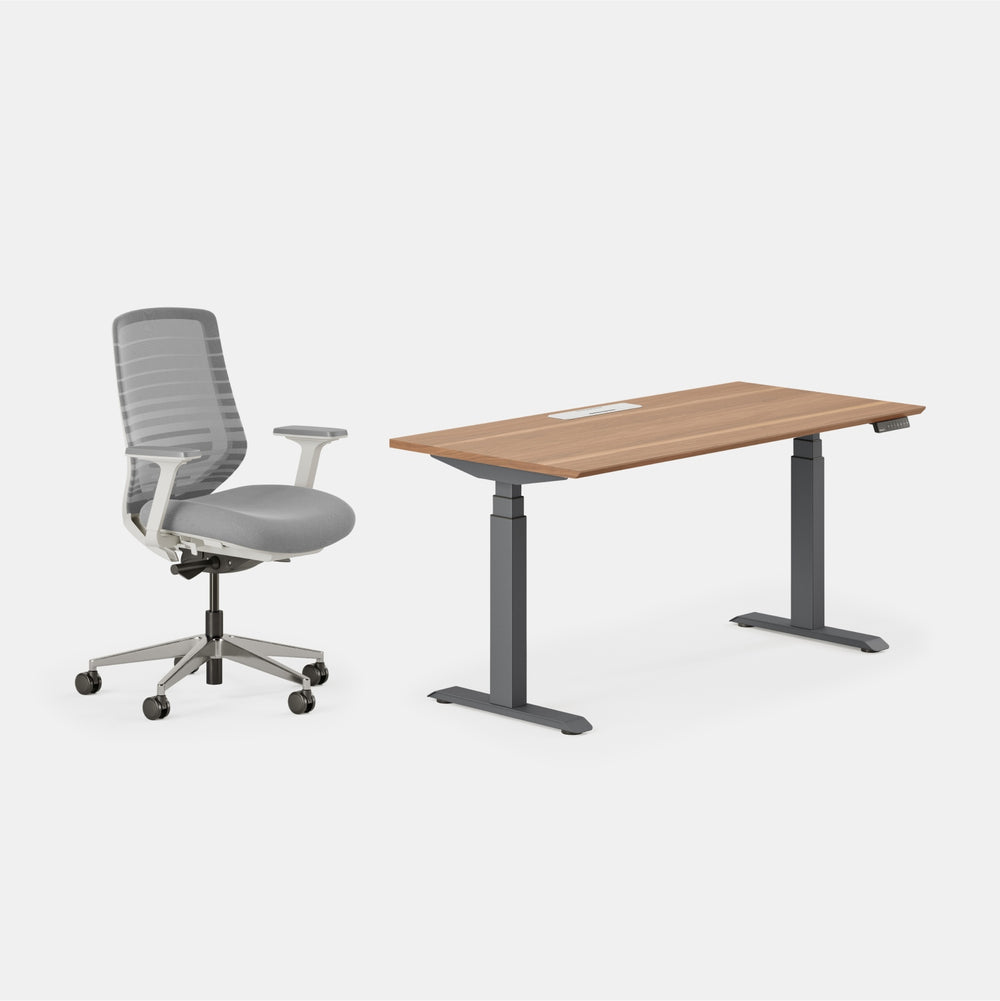 Chair Color:Pebble/White; Desk Color:Walnut/Charcoal;