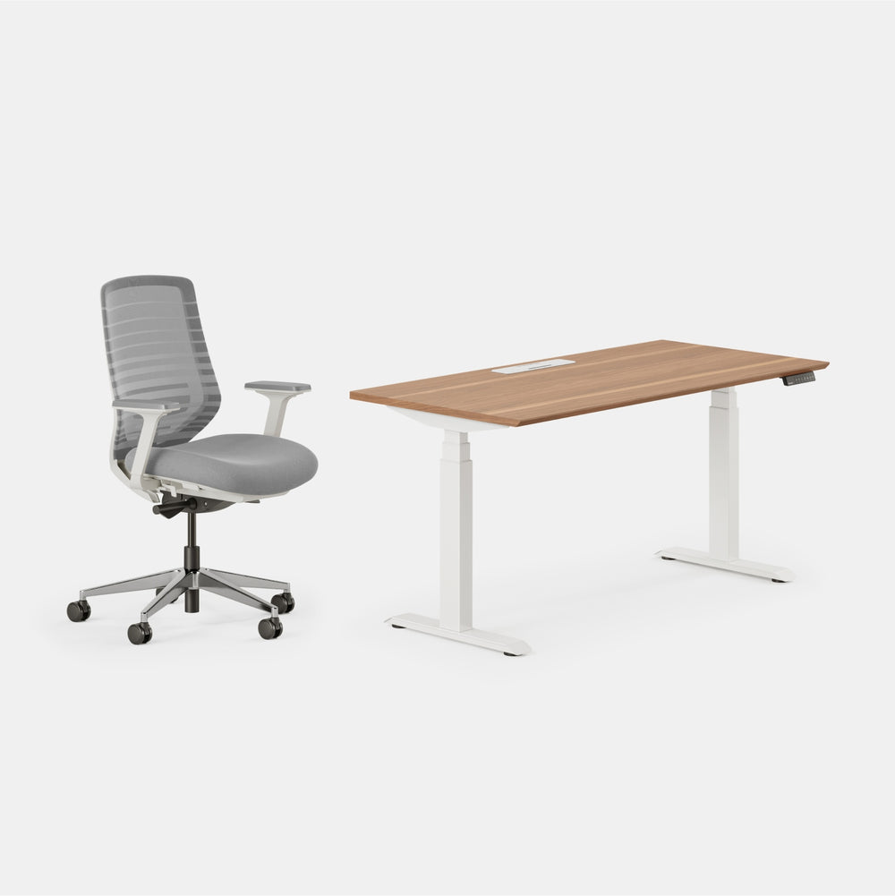 Chair Color:Pebble/White; Desk Color:Walnut/Powder White;