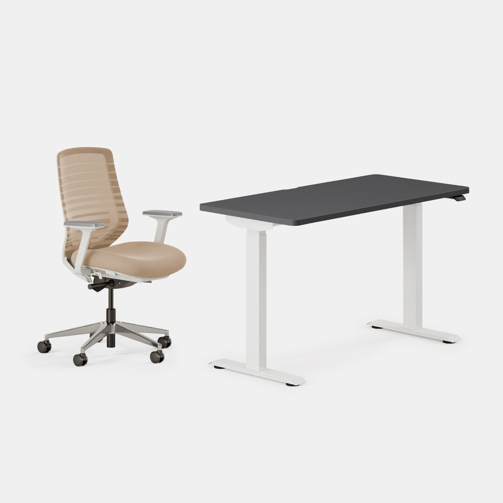 Desk Color:Charcoal/White; Chair Color:Sand/White;