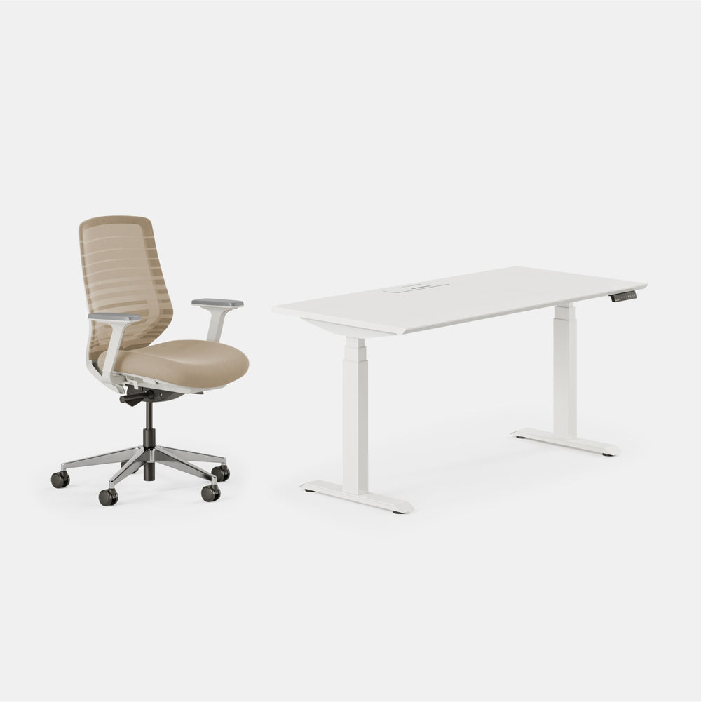 Chair Color:Sand/White; Desk Color:White/Powder White;