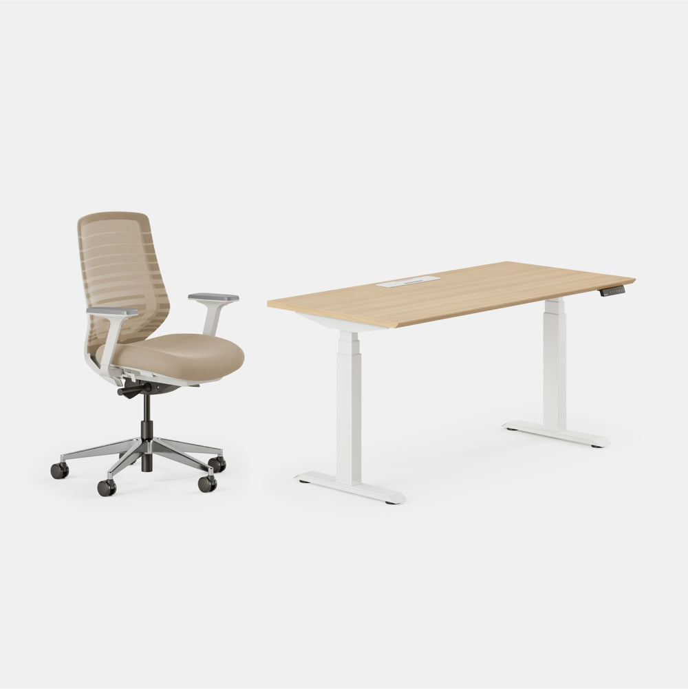 Chair Color:Sand/White; Desk Color:Woodgrain/Powder White;