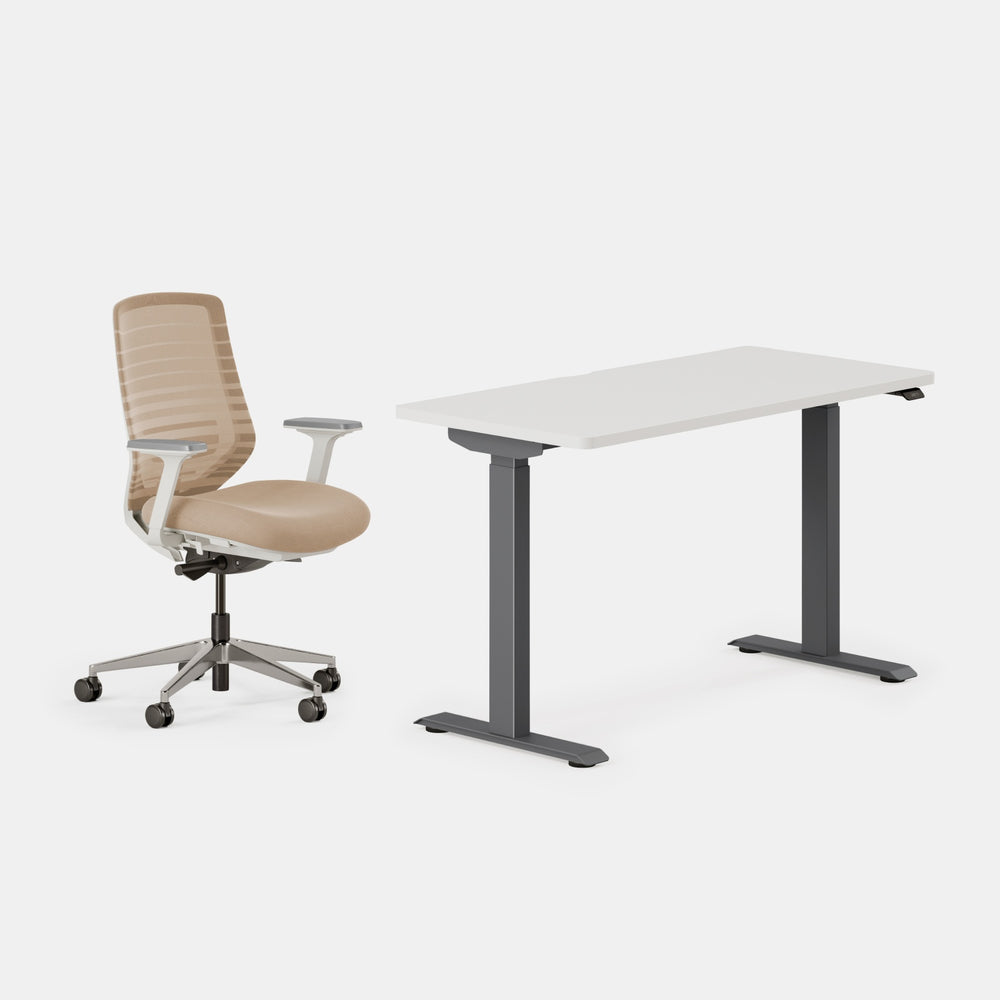 Desk Color:White/Charcoal; Chair Color:Sand/White;
