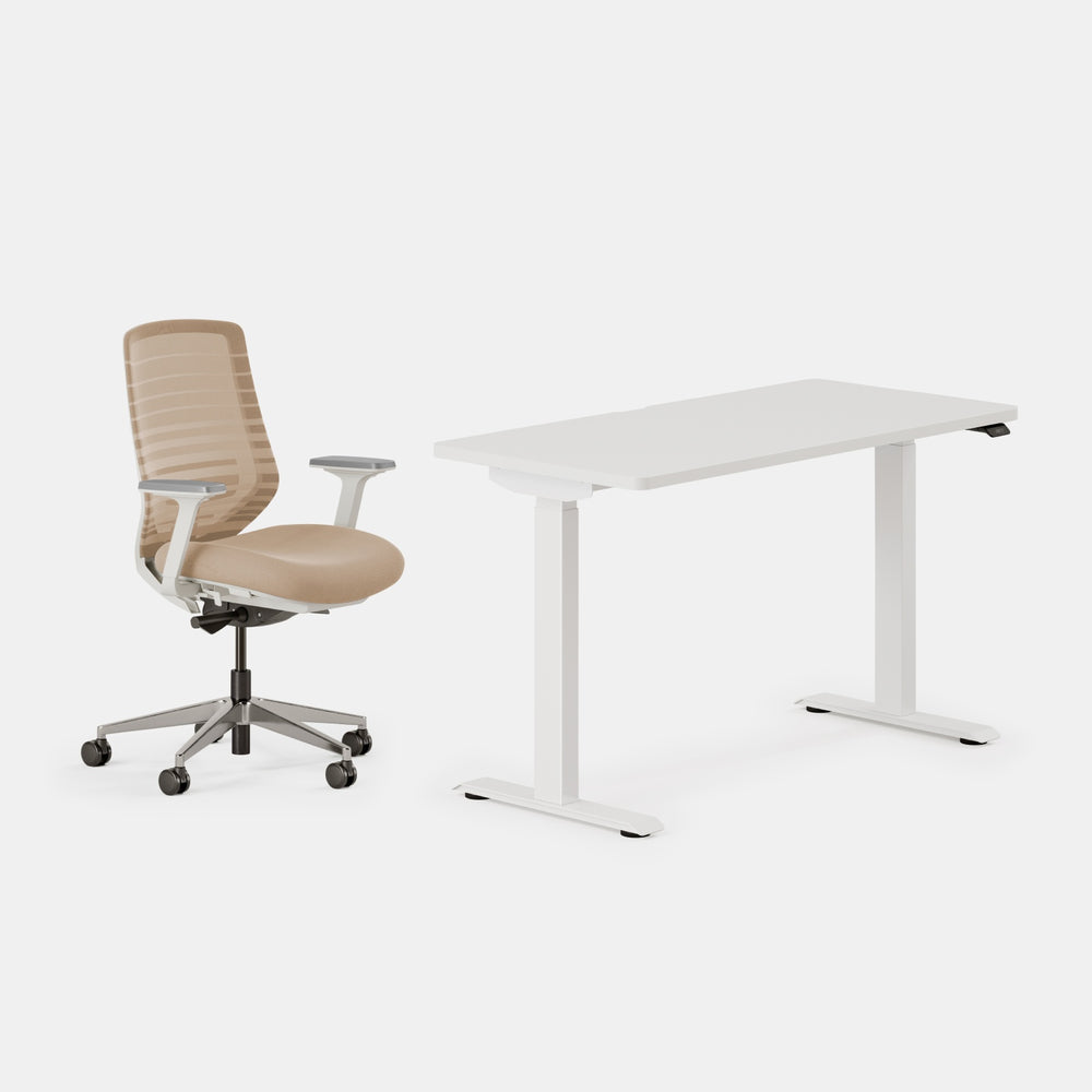 Desk Color:White/White; Chair Color:Sand/White;