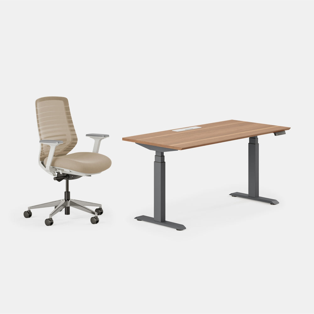 Chair Color:Sand/White; Desk Color:Walnut/Charcoal;