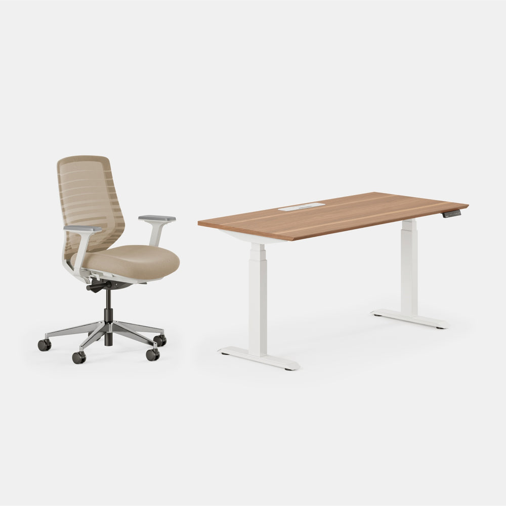 Chair Color:Sand/White; Desk Color:Walnut/Powder White;