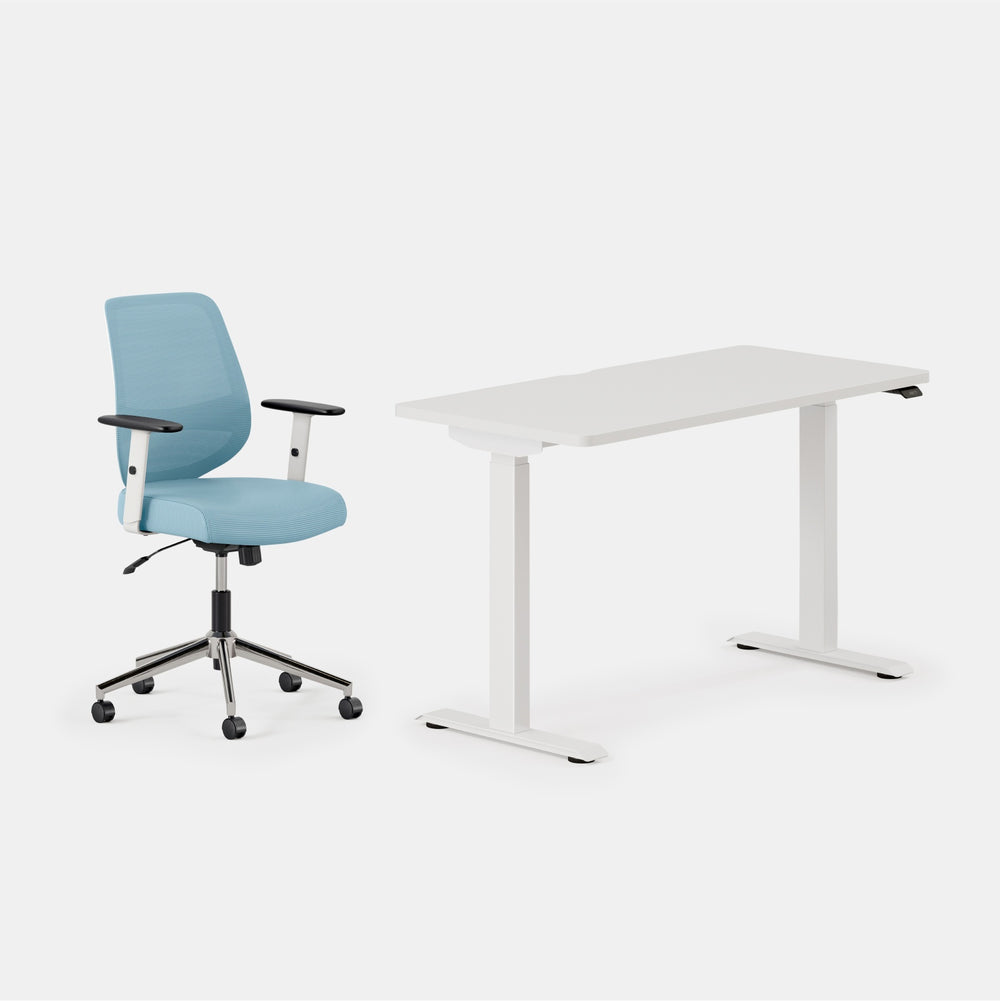 Desk Color:White/White; Chair Color:Sky Blue;