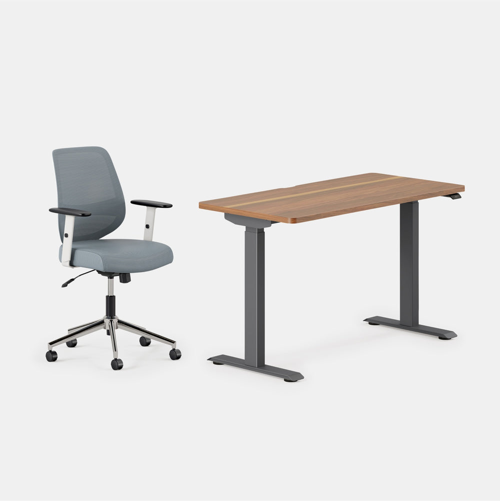 Desk Color:Walnut/Charcoal; Chair Color:Slate;