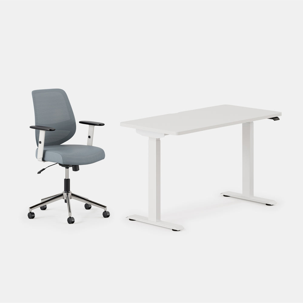 Desk Color:White/White; Chair Color:Slate;