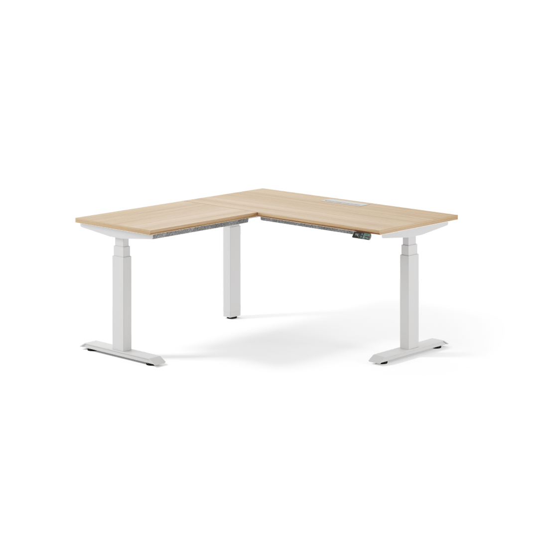 Color:Woodgrain/White; Orientation:Left; Desk Size:58 inches x 27 inches; user_groups: overview; dimensions_overlay_view: front;