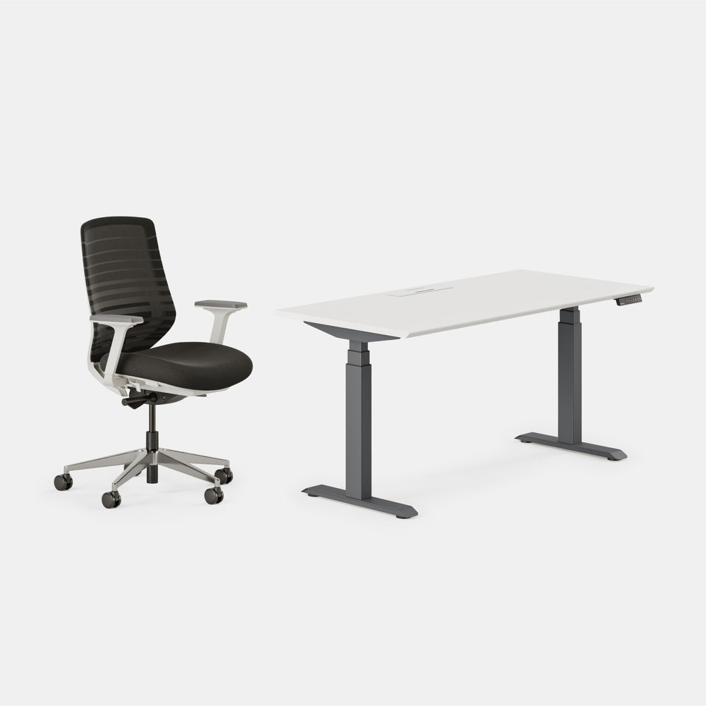 Chair Color:Black/White; Desk Color:White/Charcoal;