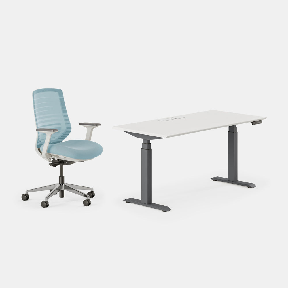 Chair Color:Light Blue/White; Desk Color:White/Charcoal;