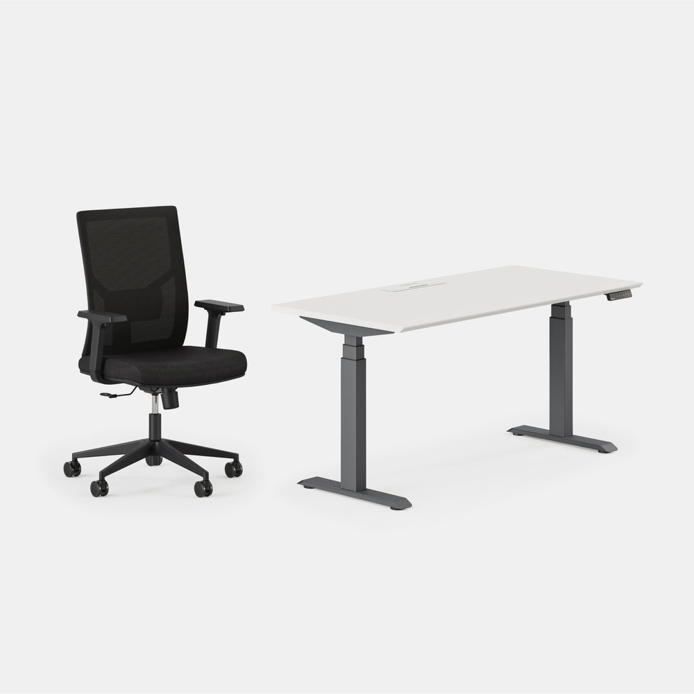 Desk Color:White/Charcoal