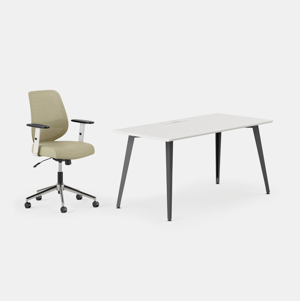 Desk Color:White/Charcoal; Chair Color:Linden Green;