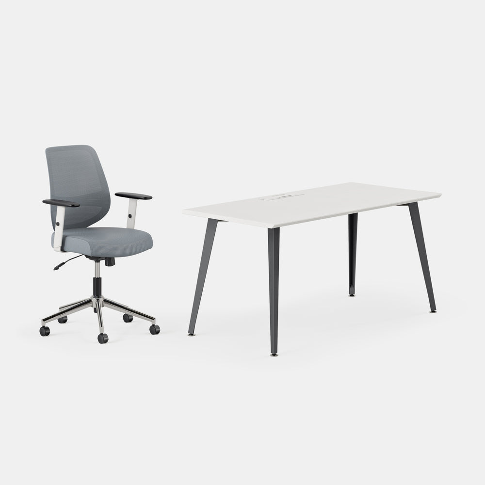 Desk Color:White/Charcoal; Chair Color:Slate;