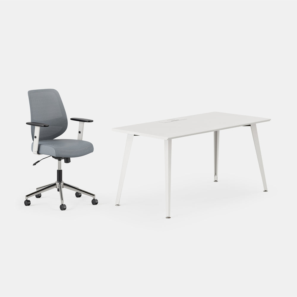 Desk Color:White/Powder White; Chair Color:Slate;