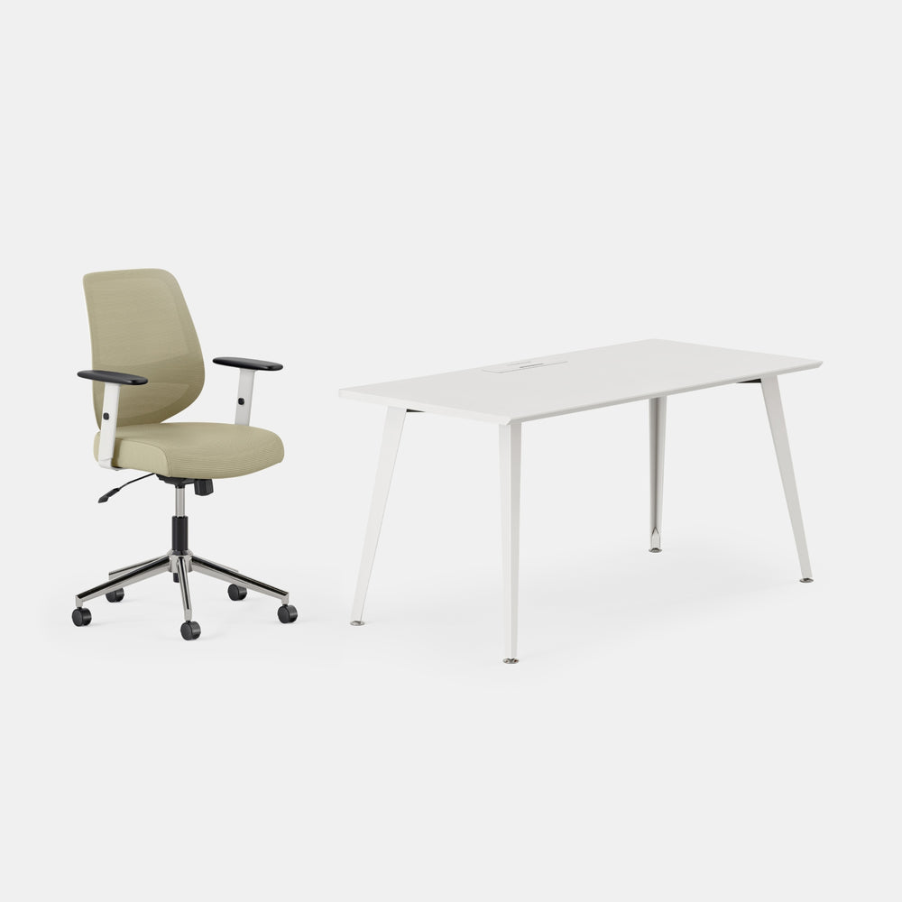 Desk Color:White/Powder White; Chair Color:Linden Green;