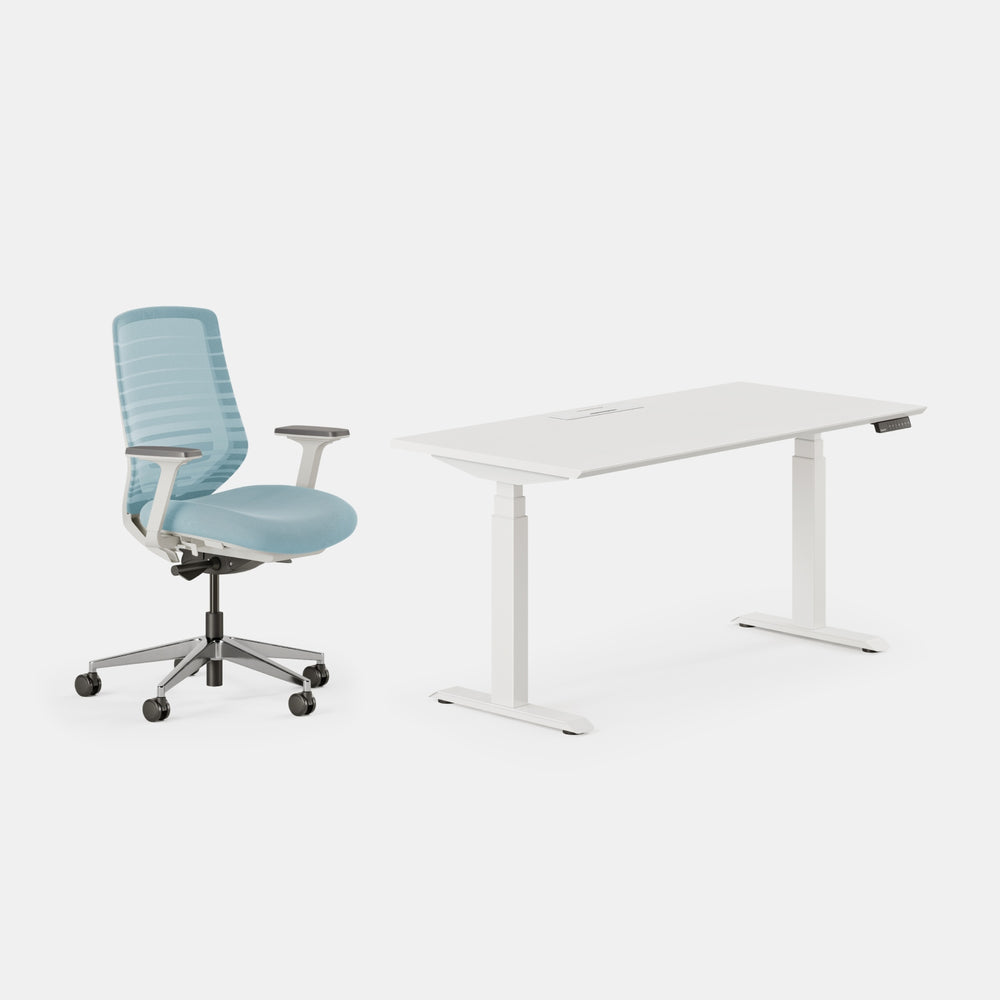 Chair Color:Light Blue/White; Desk Color:White/Powder White;