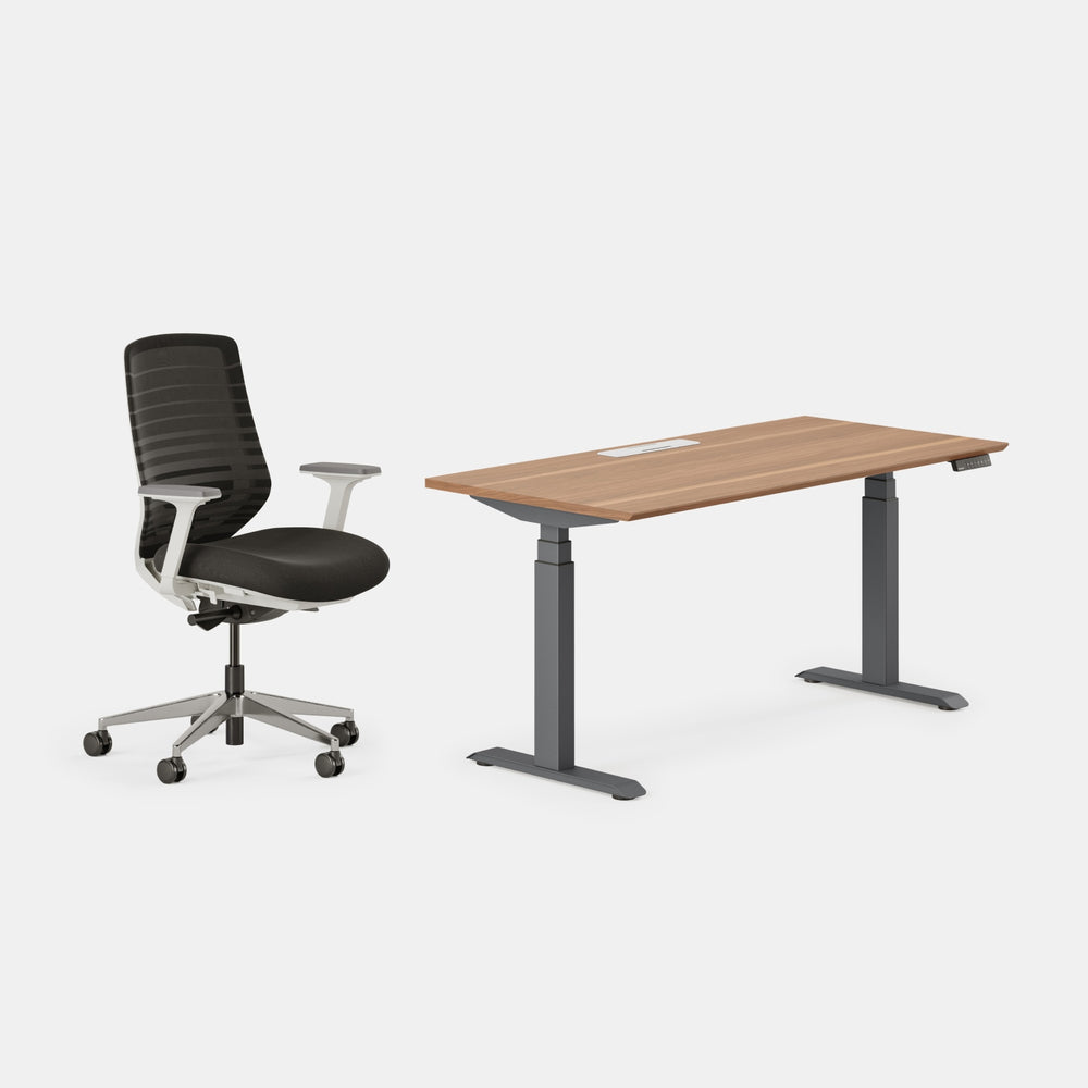 Chair Color:Black/White; Desk Color:Walnut/Charcoal;