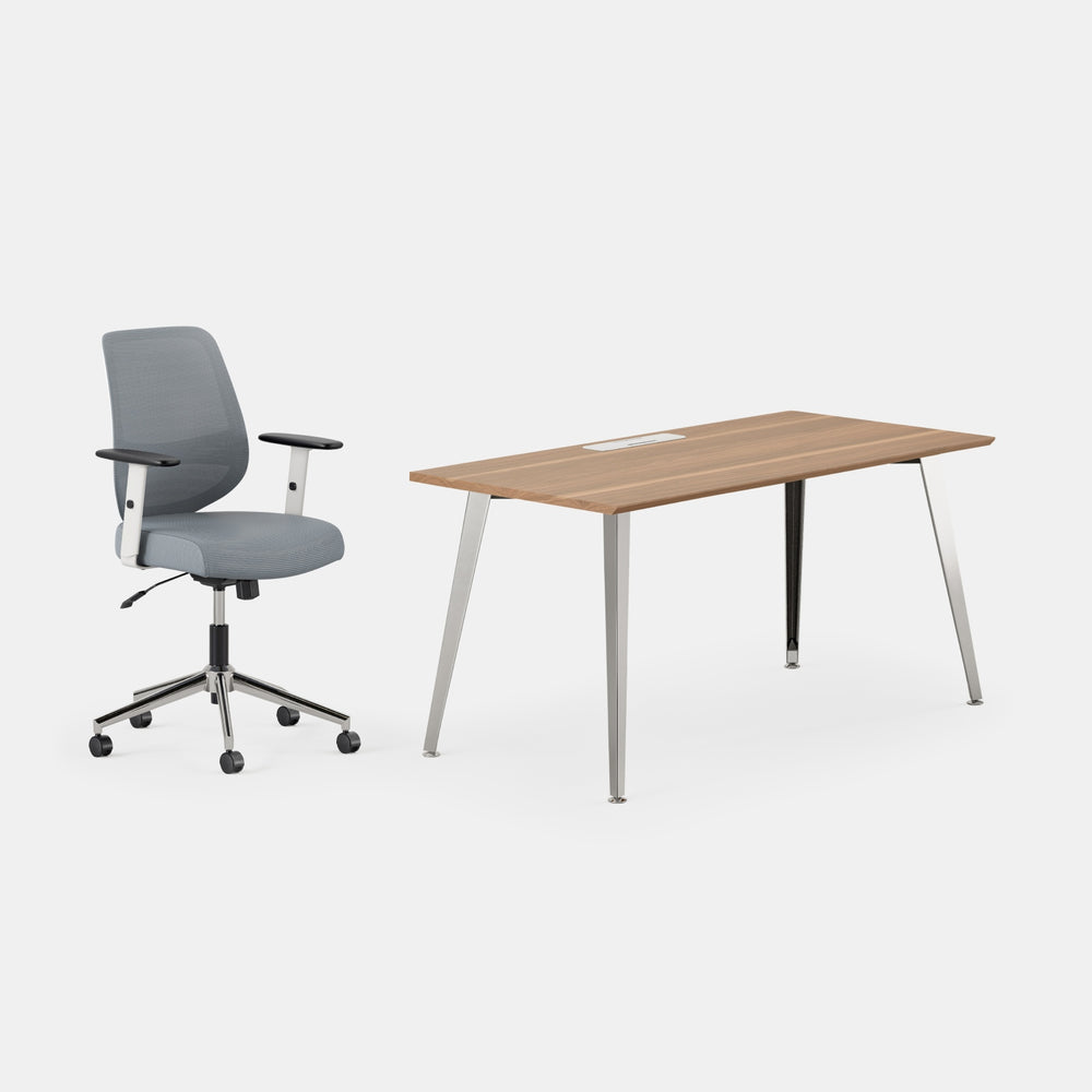 Desk Color:Walnut/Mirror; Chair Color:Slate;