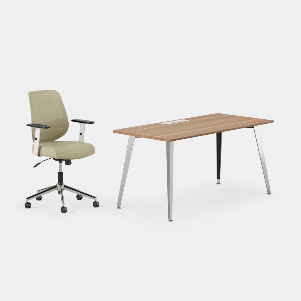 Desk Color:Walnut/Mirror; Chair Color:Linden Green;