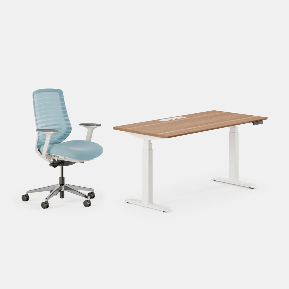 Chair Color:Light Blue/White; Desk Color:Walnut/Powder White;