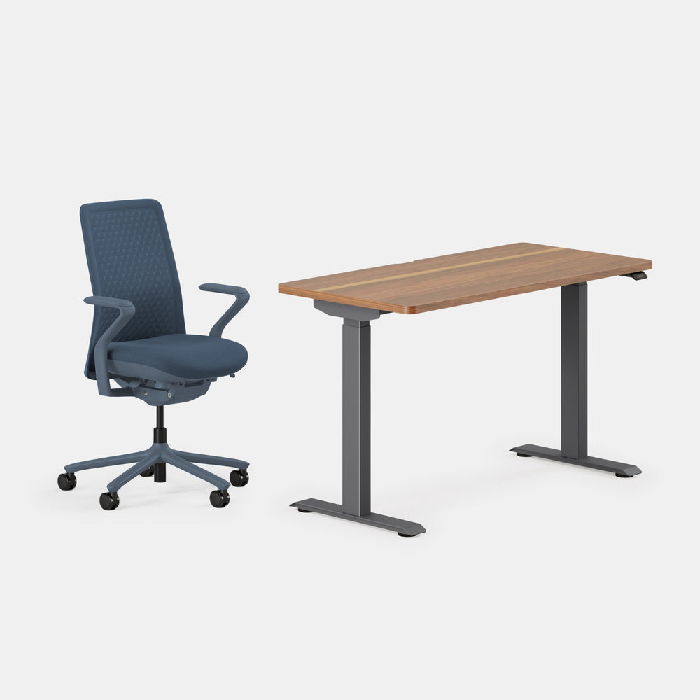 Desk Color: Walnut/Charcoal; Chair Color:Cobalt