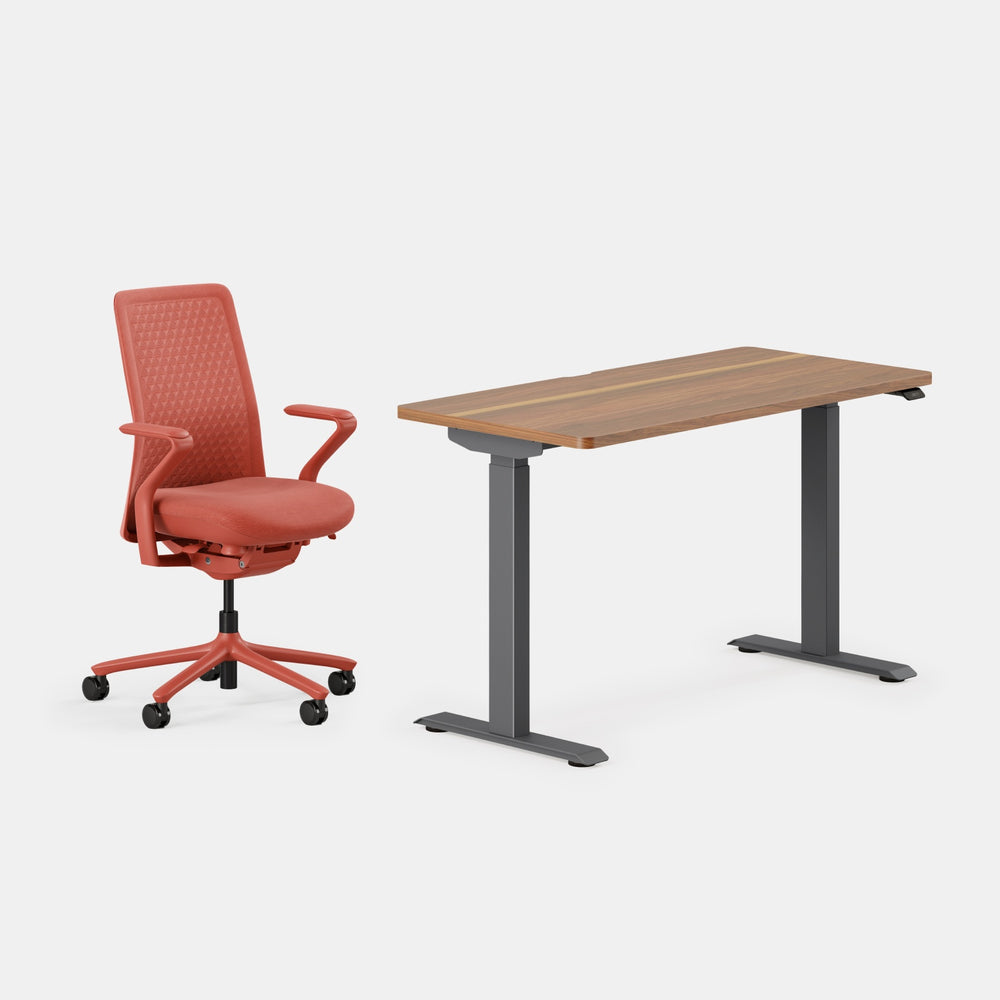 Desk Color: Walnut/Charcoal; Chair Color: Coral