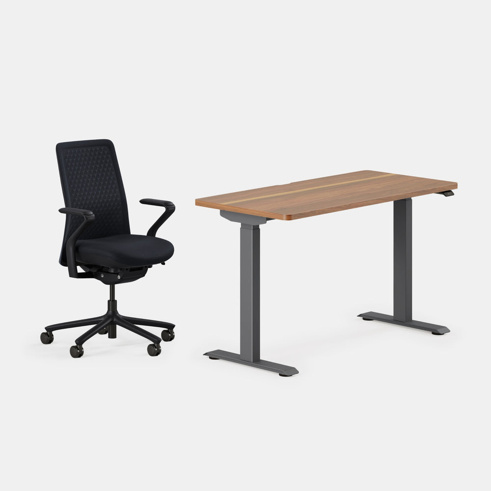 Desk Color: Walnut/Charcoal; Chair Color: Galaxy