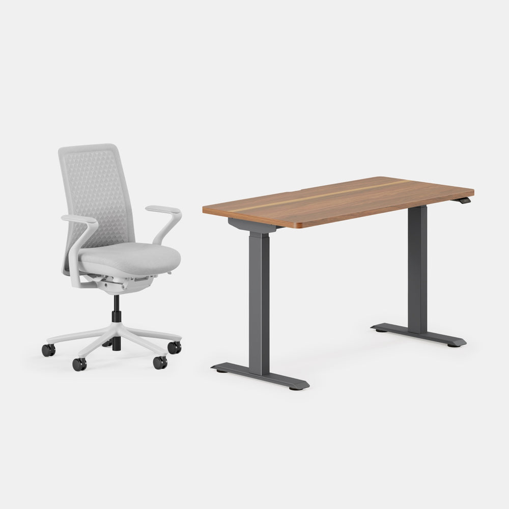 Desk Color: Walnut/Charcoal; Chair Color: Mist