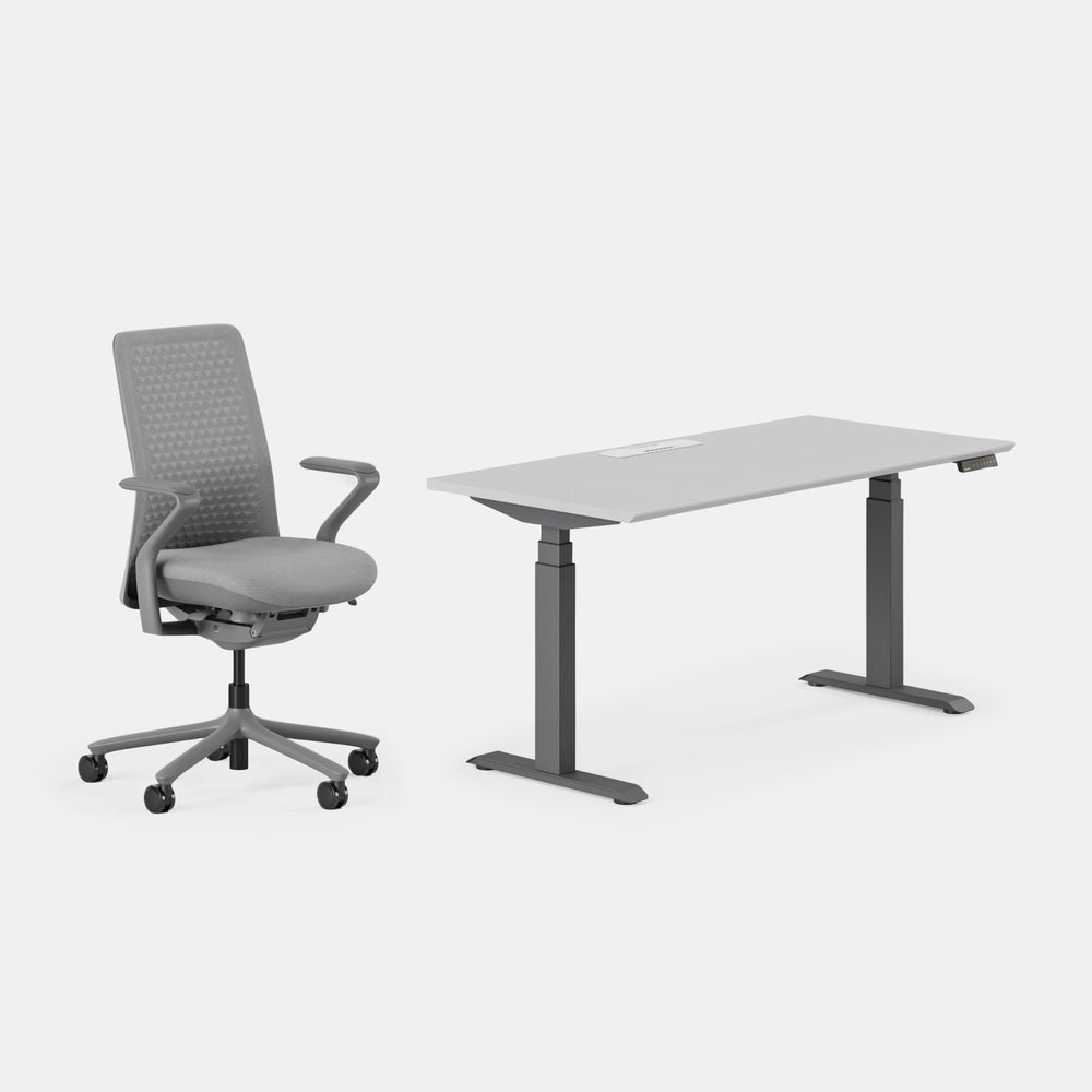 Desk Color:Fog/Charcoal;Chair Color:Lunar