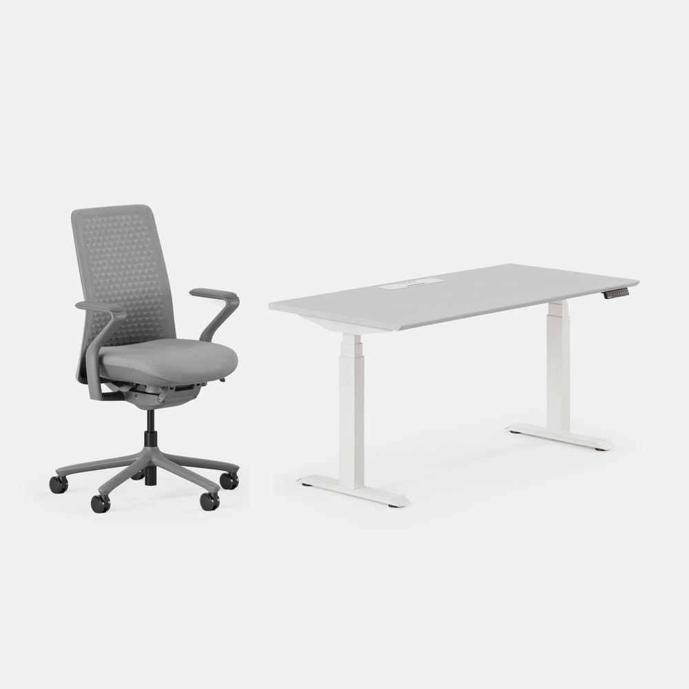 Desk Color:Fog/Powder White;Chair Color:Lunar