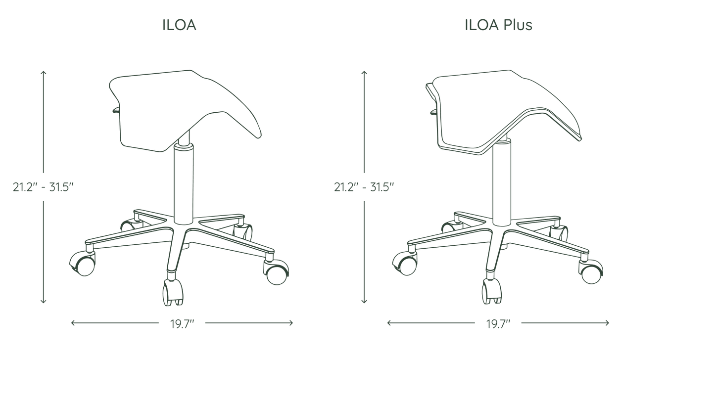 Branch Saddle Chair Iloa Plus - Ergonomic Rolling Stool for Healthy Posture and Sustainable Style - Height Adjustable Stool with Birch Plywood Frame