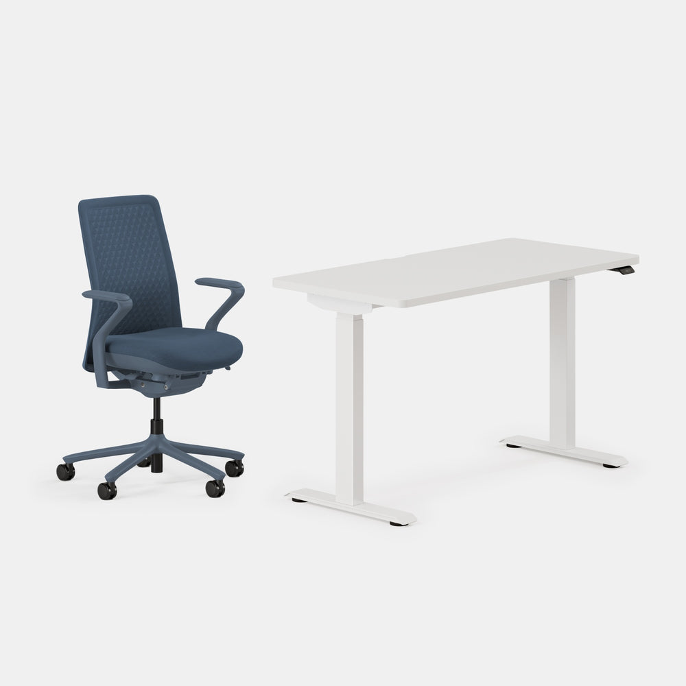 Desk Color: White/White; Chair Color: Cobalt