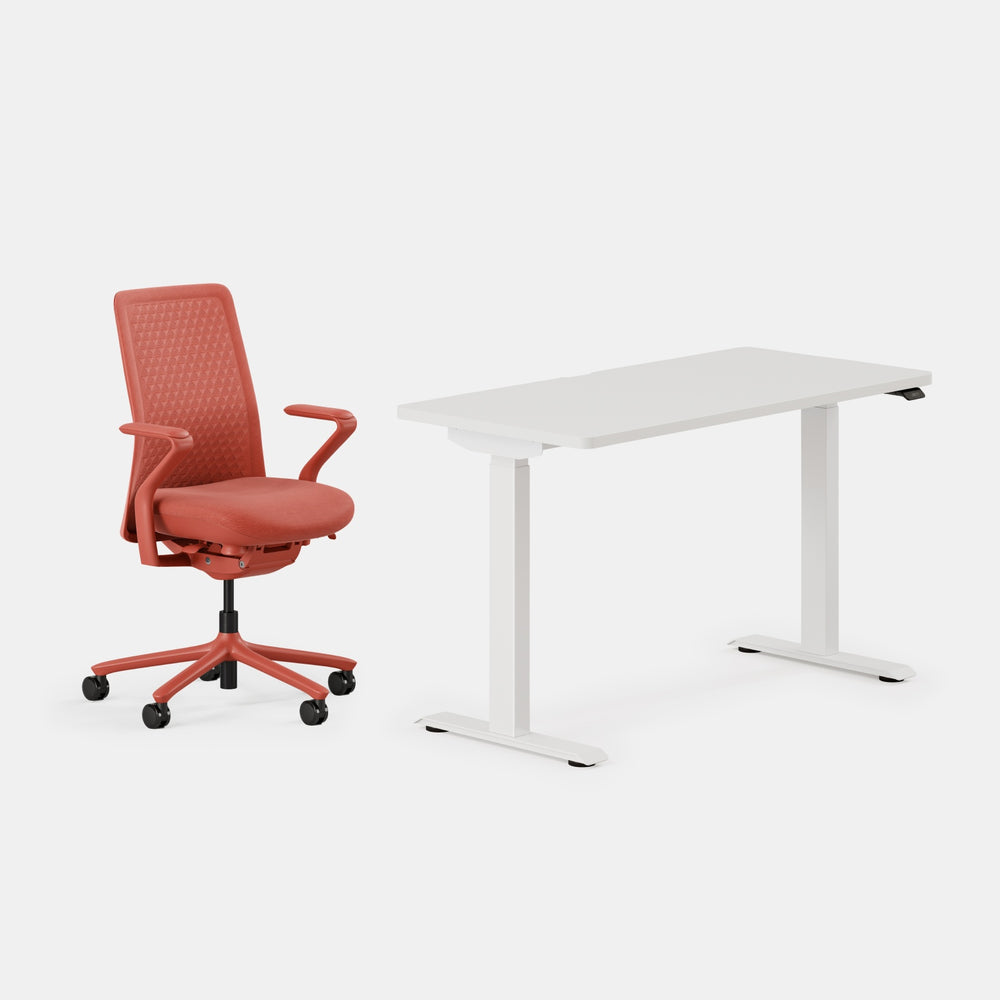 Desk Color: White/White; Chair Color: Coral