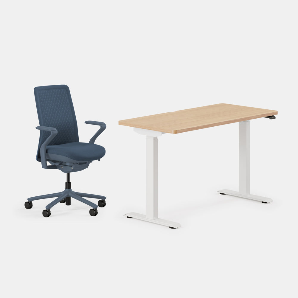 Desk Color: Woodgrain/White; Chair Color: Cobalt